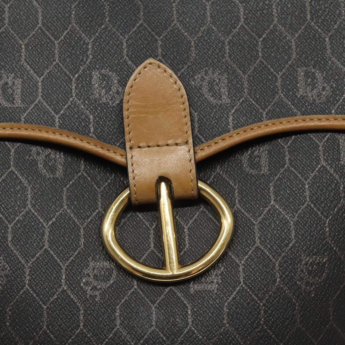 Christian Dior Vintage Honeycomb Flap Crossbody Bag Canvas and Leather, BLACK, CANVAS, Crossbody bag