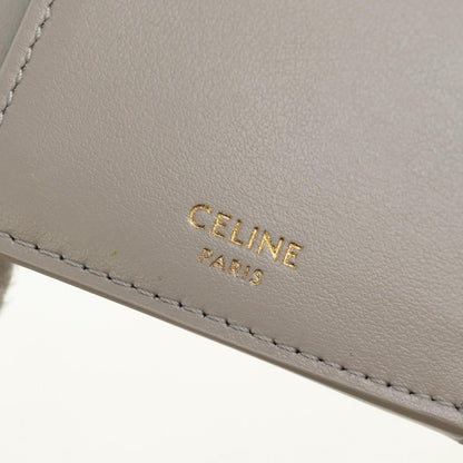 Celine Triomphe Trifold Wallet Leather, Beige, Leather, Wallet