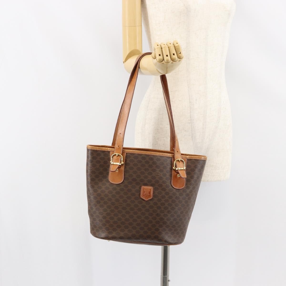 Celine Vintage Macadam Tote bag Canvas, BROWN, PVC, Tote bag