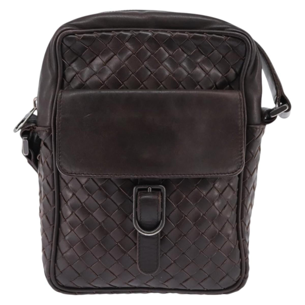Bottega Veneta Front Pocket Messenger Bag Intrecciato Nappa, BROWN, LEATHER, Crossbody bag