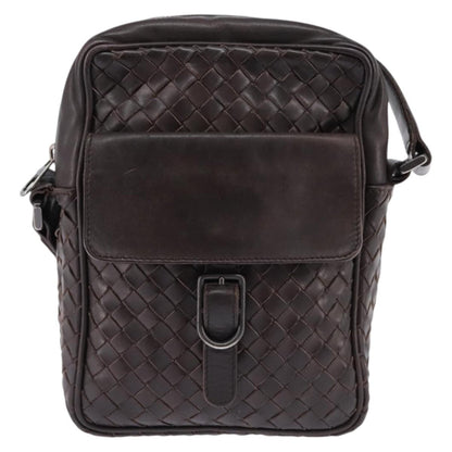 Bottega Veneta Front Pocket Messenger Bag Intrecciato Nappa, BROWN, LEATHER, Crossbody bag