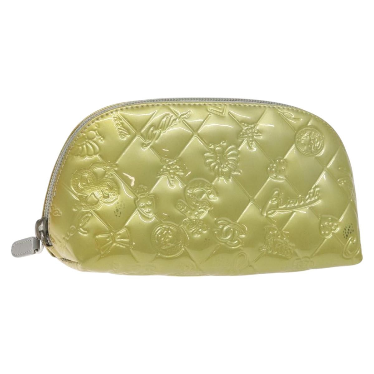 Chanel Vintage Clutch Pleated Leather, GOLD, PATENT_LEATHER, Clutche & pouche