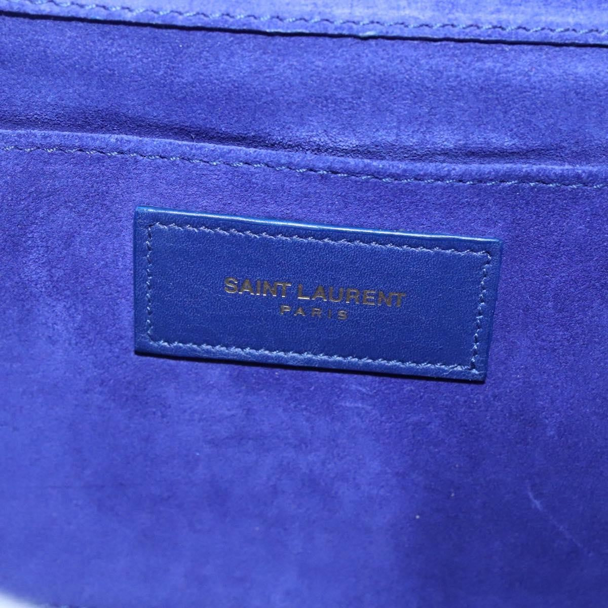 Saint Laurent Chyc Clutch Leather, BLUE, LEATHER, Clutche & pouche