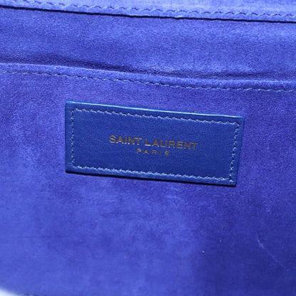 Saint Laurent Chyc Clutch Leather, BLUE, LEATHER, Clutche & pouche