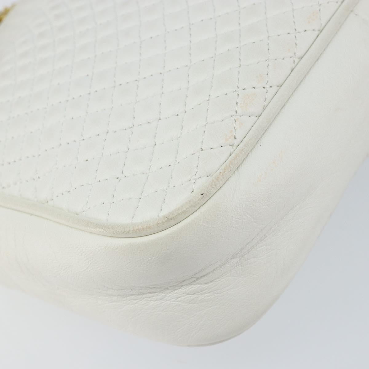Bally Vintage Chain Shoulder Bag Quilted Leather, WHITE, LEATHER, Shoulder bag
