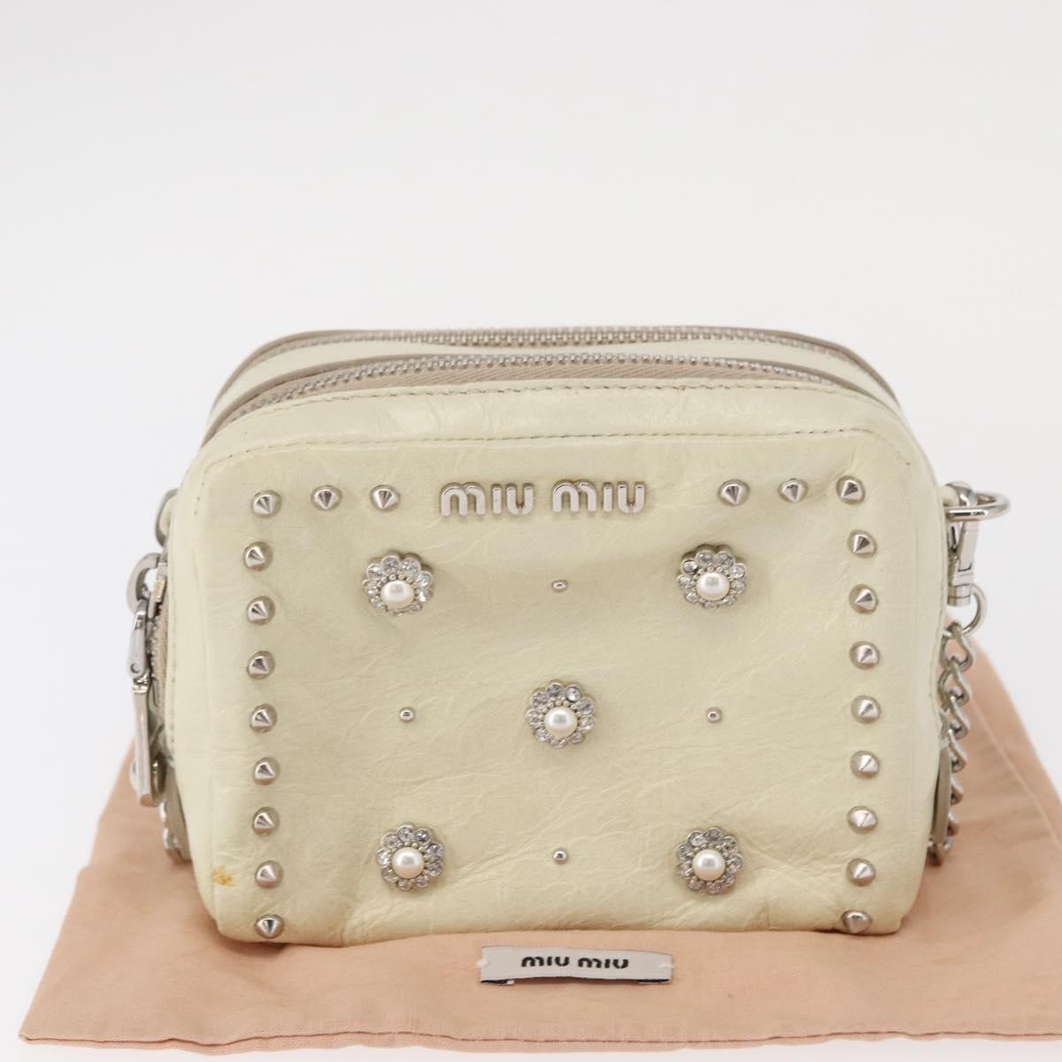 Miu Miu Chain Crossbody Bag Leather, ECRU, LEATHER, Shoulder bag