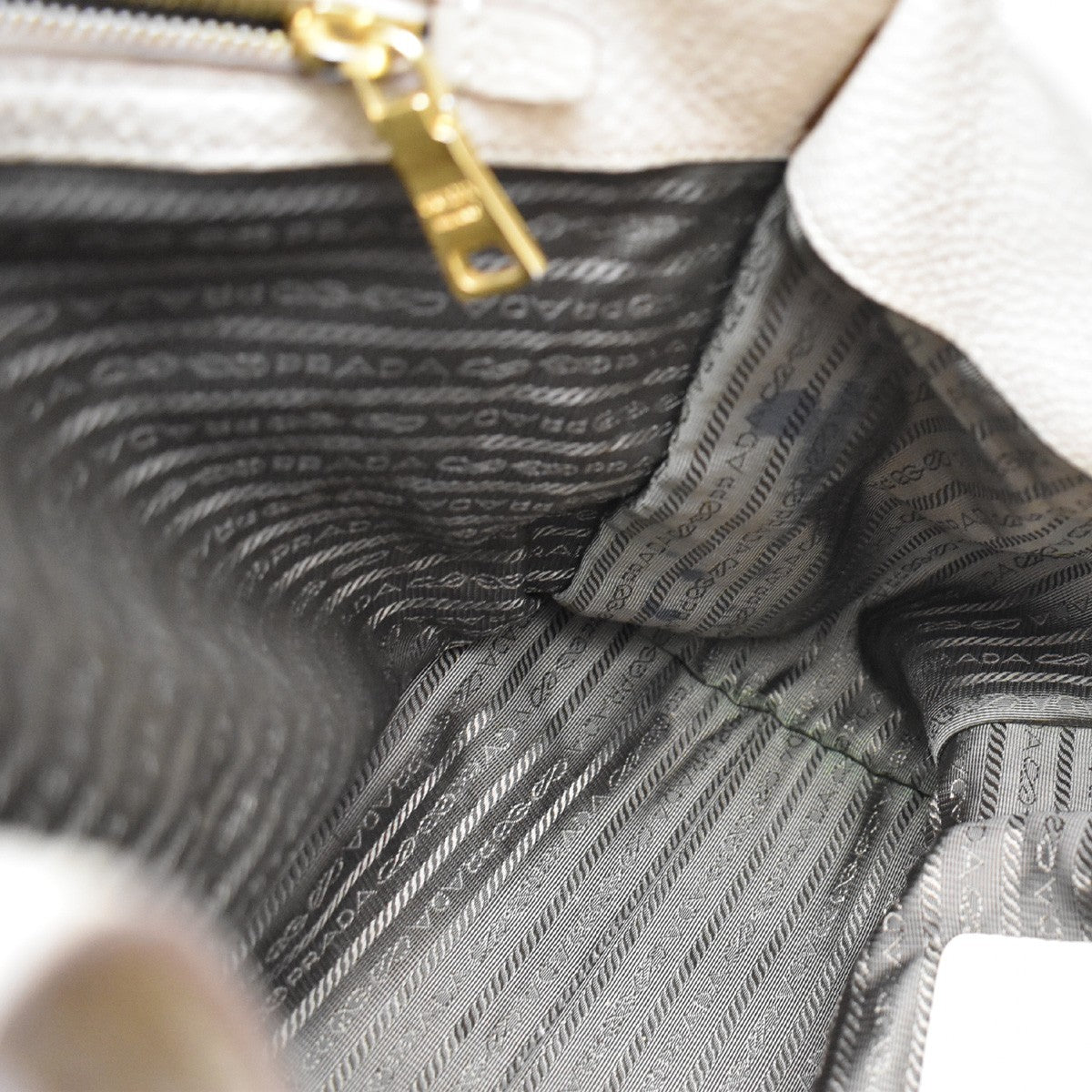 Prada Twin Shopping Tote Vitello Daino, BEIGE, LEATHER, Handbag