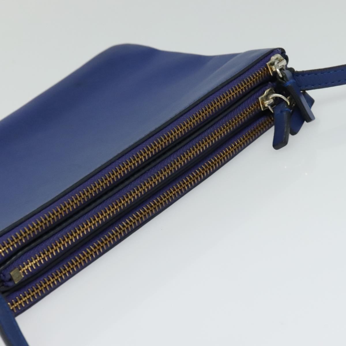 Celine Trio Crossbody Bag Leather, BLUE, LEATHER, Shoulder bag