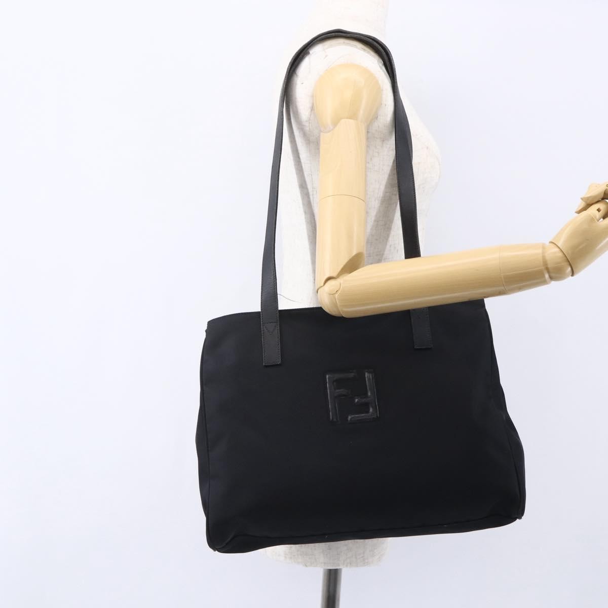 Fendi Vintage FF Tote Nylon, BLACK, NYLON, Tote bag