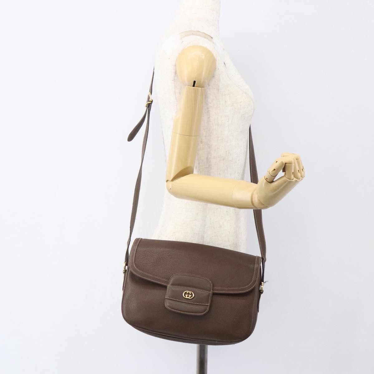 Gucci Vintage Shoulder Bag Leather, BROWN, LEATHER, Shoulder bag