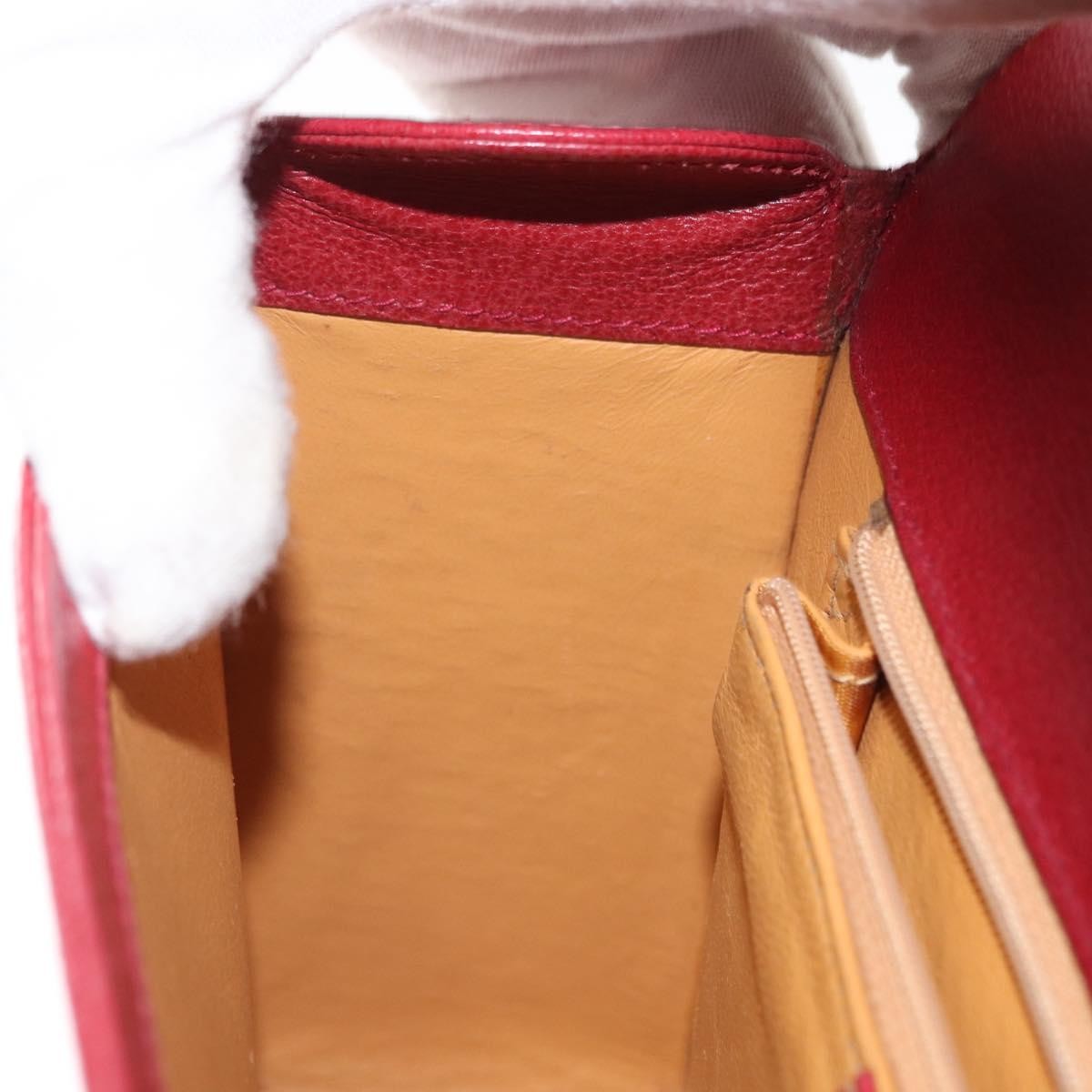 Gucci Vintage Bamboo Handle Bag Leather, RED, LEATHER, Handbag