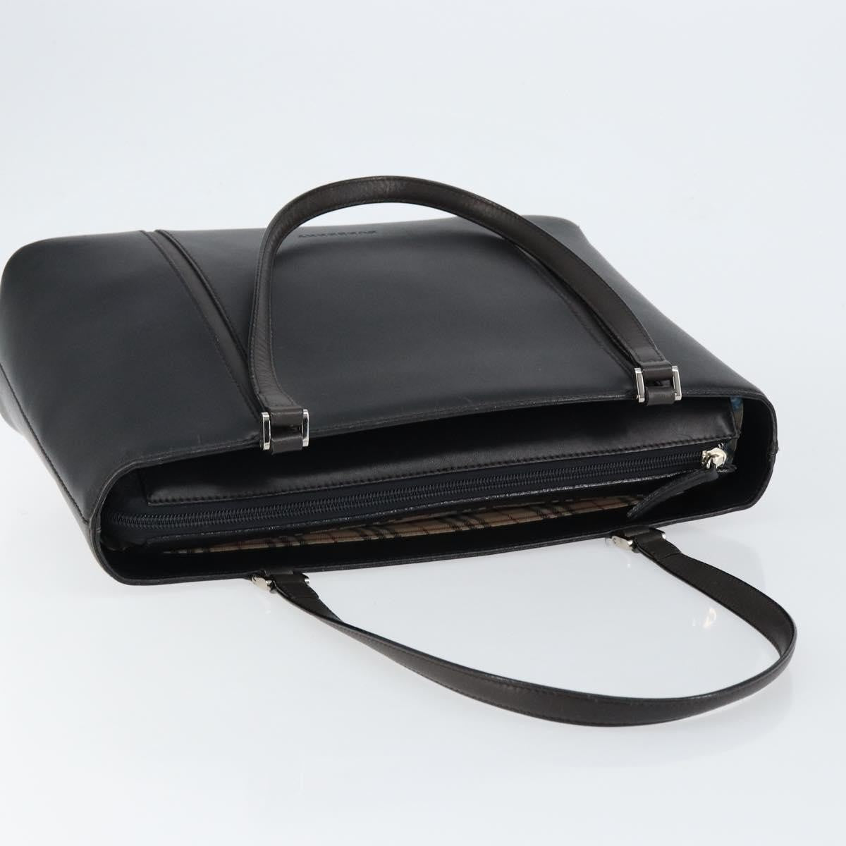 Burberry Handle Tote Leather, BLACK, LEATHER, Tote bag