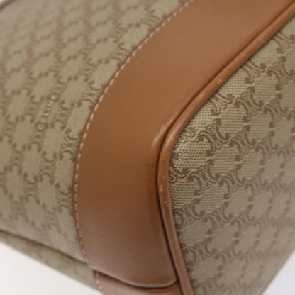 Celine Vintage Macadam Shoulder Bag Canvas and Leather, BEIGE, CANVAS, Shoulder bag