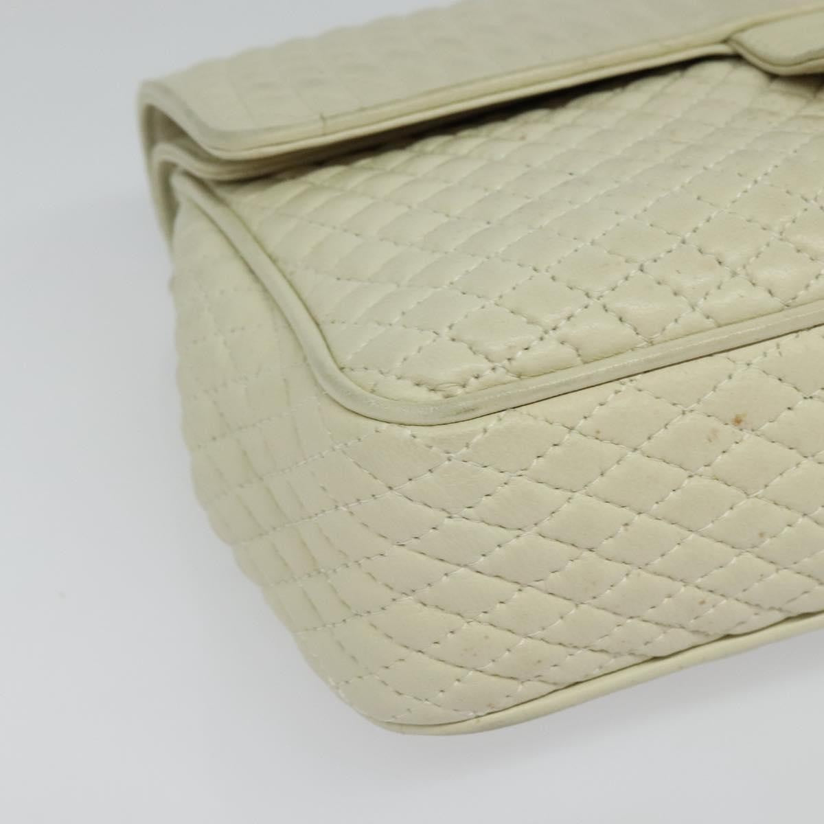 Bally Vintage Chain Shoulder Bag Quilted Leather, WHITE, LEATHER, Shoulder bag