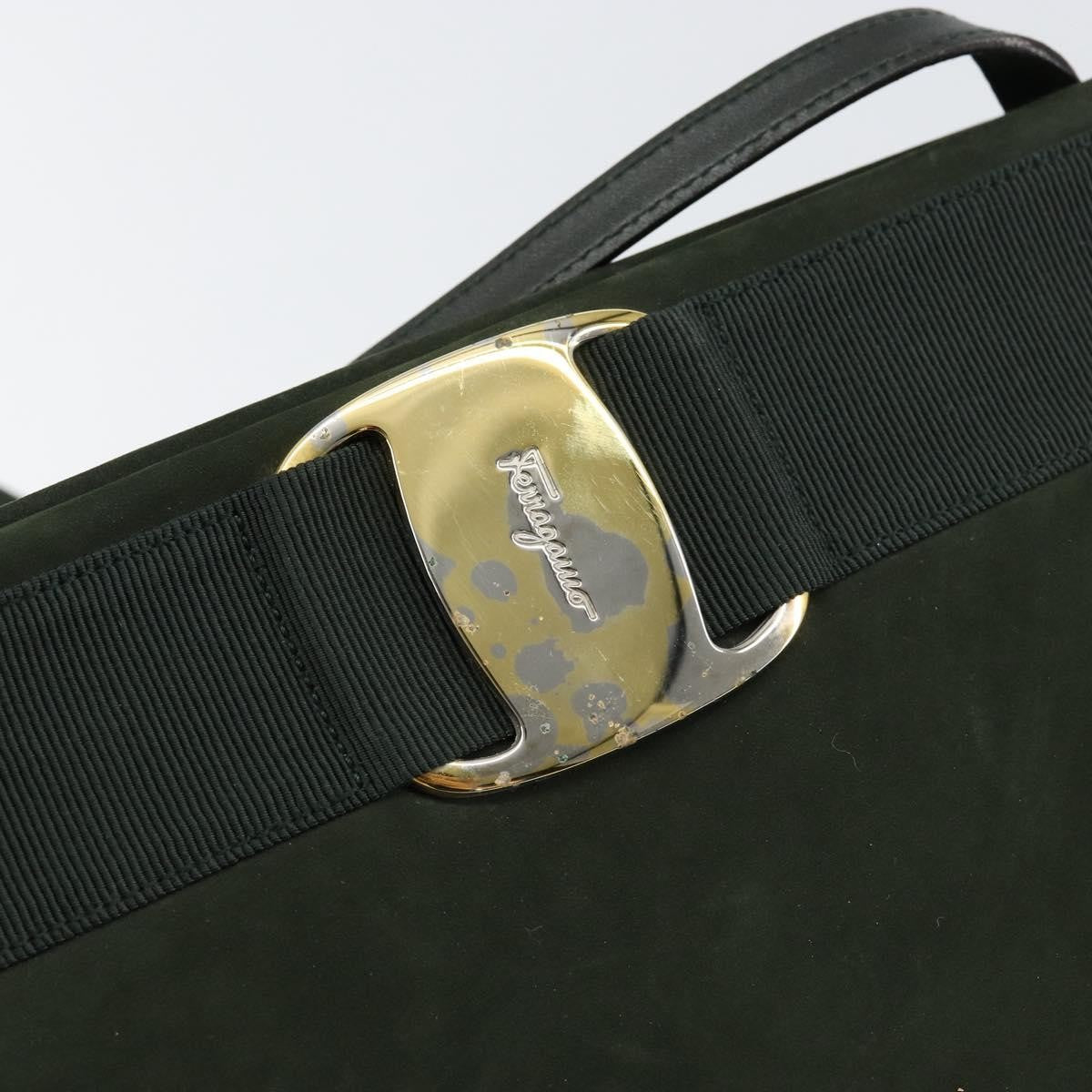 Salvatore Ferragamo Vala Shoulder Bag Suede, KHAKI, SUEDE, Shoulder bag