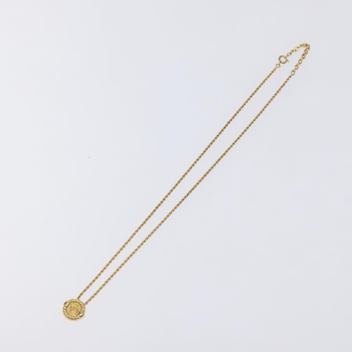 Christian Dior Vintage Logo Round Pendant Necklace Metal, GOLD, METAL, Necklace