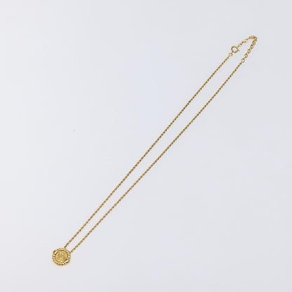 Christian Dior Vintage Logo Round Pendant Necklace Metal, GOLD, METAL, Necklace