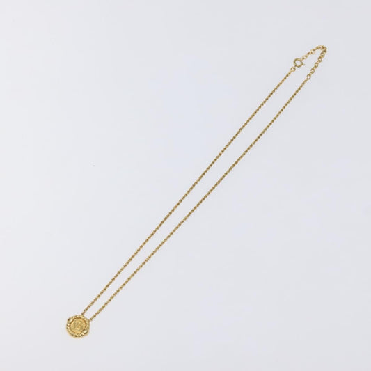 Christian Dior Vintage Logo Round Pendant Necklace Metal, GOLD, METAL, Necklace