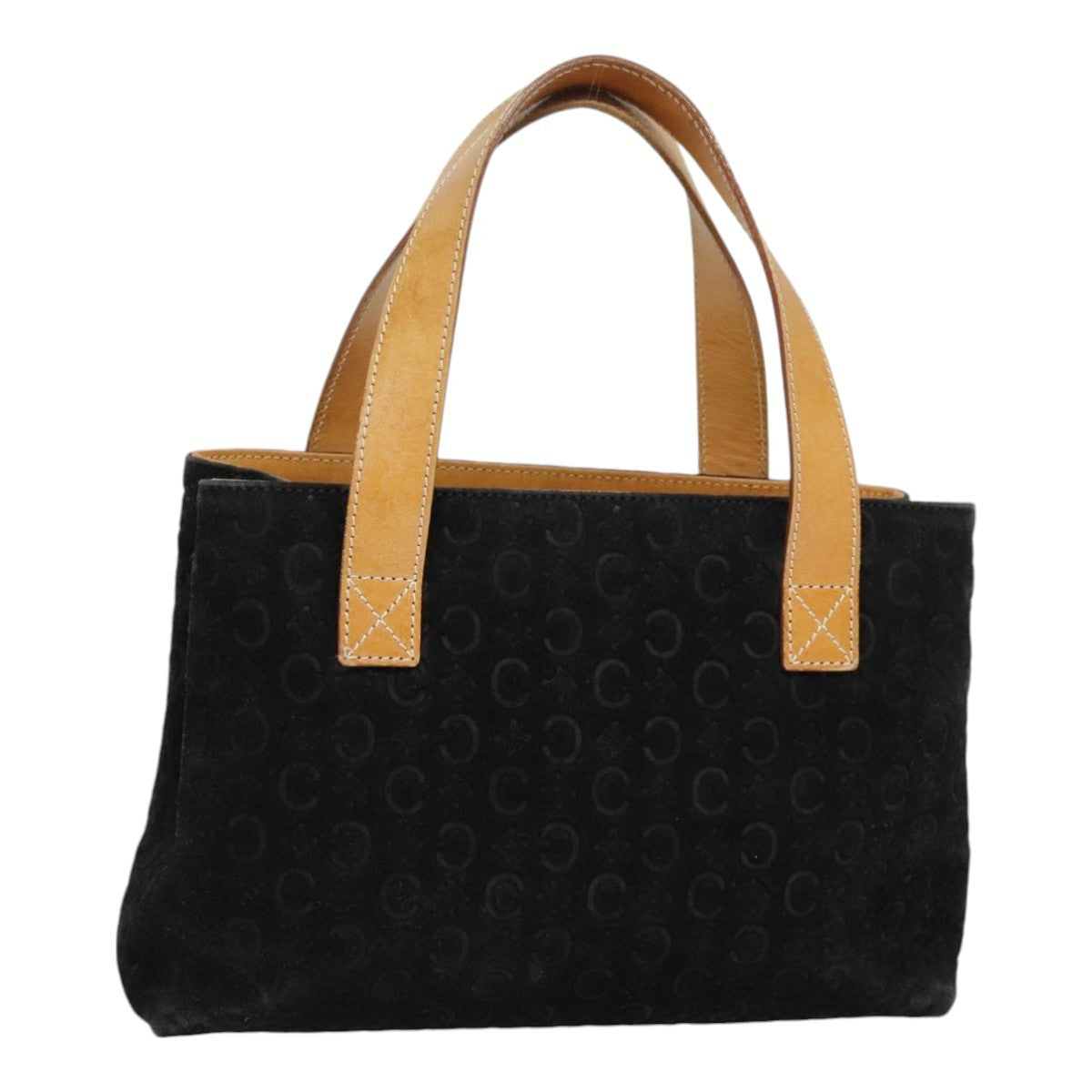 Celine Vintage Macadam Handbag Canvas, BLACK, CANVAS, Handbag
