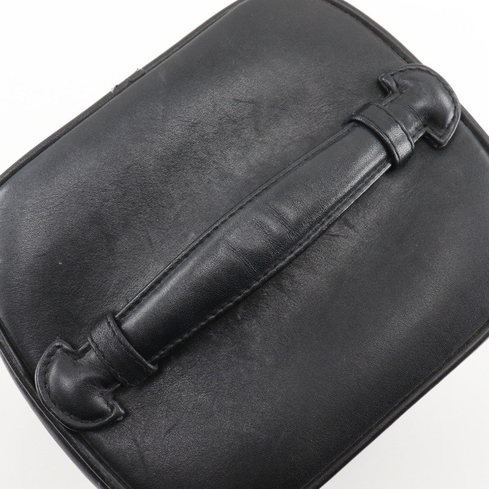 Chanel Vintage Cosmetic Case Leather, BLACK, LEATHER, Clutche & pouche