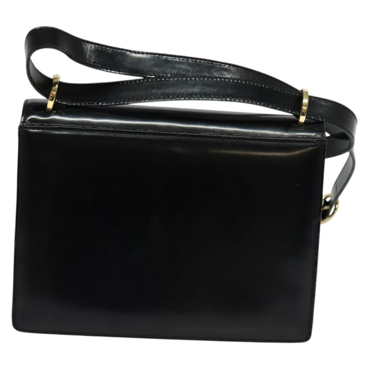 Salvatore Ferragamo Gancini Shoulder Bag Patent Leather, BLACK, PATENT_LEATHER, Shoulder bag