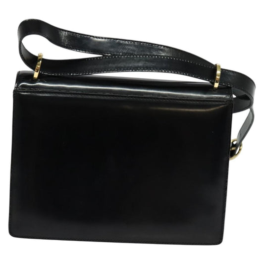 Salvatore Ferragamo Gancini Shoulder Bag Patent Leather, BLACK, PATENT_LEATHER, Shoulder bag