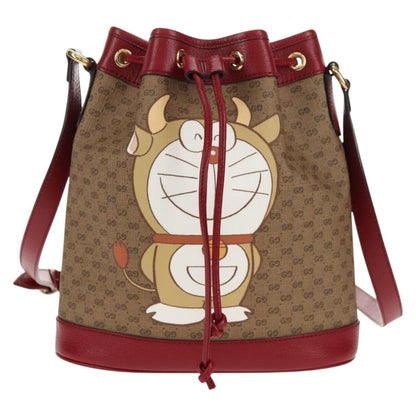 Gucci Doraemon Bucket Bag Printed Mini GG Coated Canvas, BEIGE, PVC, Shoulder bag