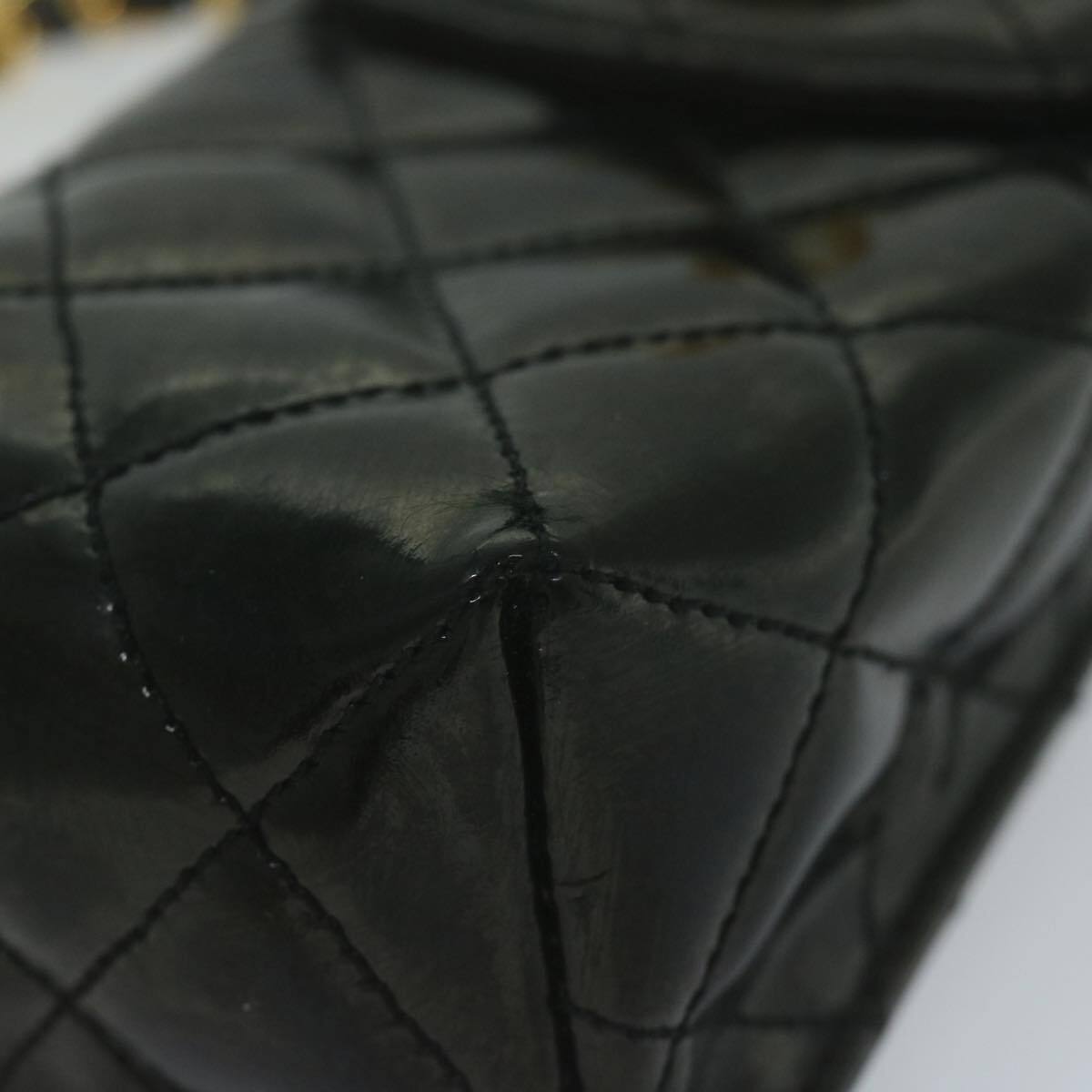 Chanel Vintage CC Flap Phone Holder Crossbody Bag Quilted Patent, BLACK, PATENT_LEATHER, Crossbody bag