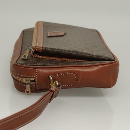 Celine Macadam Pochette Canvas and Leather, BROWN, CANVAS, Clutche & pouche