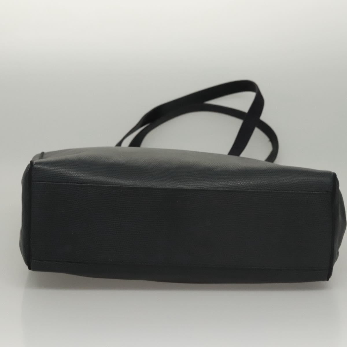 Salvatore Ferragamo Vintage Vara Bow Tote Lizard Embossed Leather, NAVY, LEATHER, Tote bag