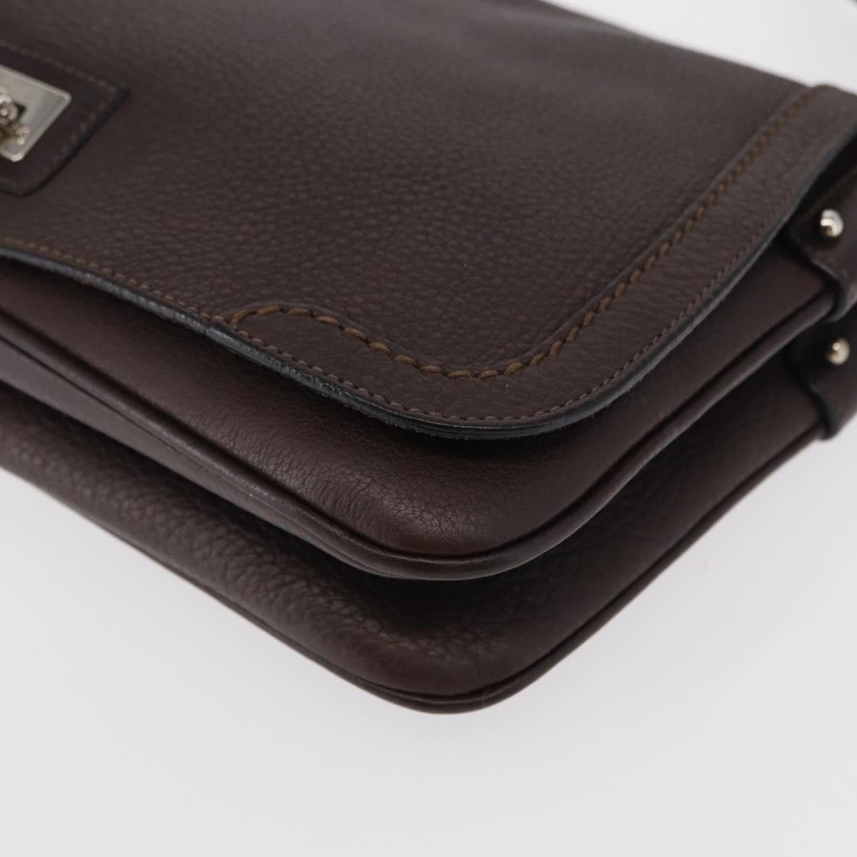 Salvatore Ferragamo Gancini Shoulder Bag Leather, BROWN, LEATHER, Shoulder bag