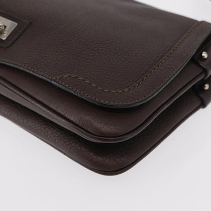 Salvatore Ferragamo Gancini Shoulder Bag Leather, BROWN, LEATHER, Shoulder bag