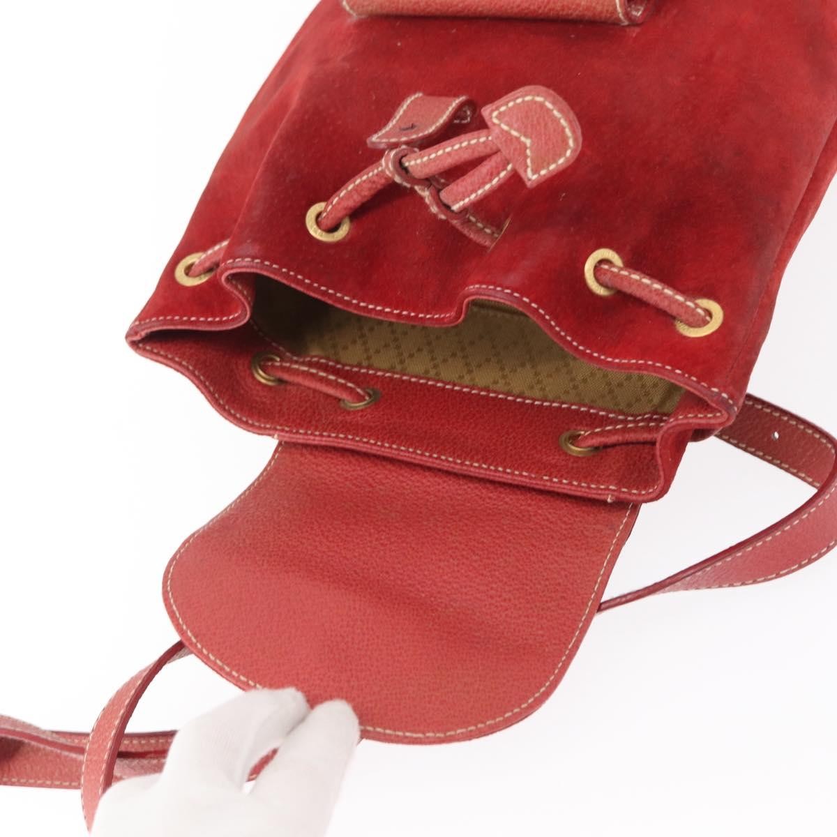 Gucci Vintage Bamboo Backpack Suede, RED, SUEDE, Backpack