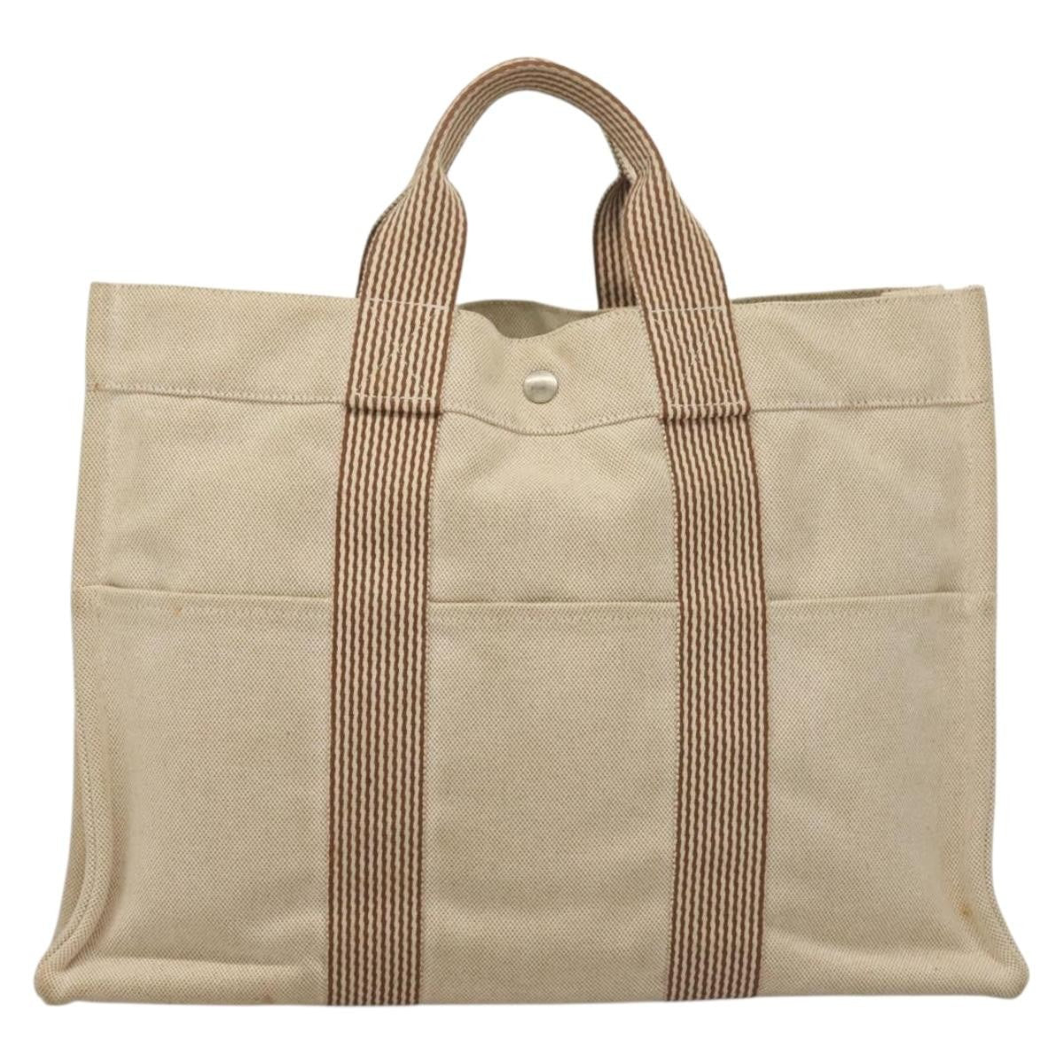 Hermes Fourre Tout Tote Toile, BEIGE, CANVAS, Tote bag