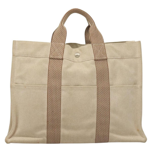 Hermes Fourre Tout Tote Toile, BEIGE, CANVAS, Tote bag