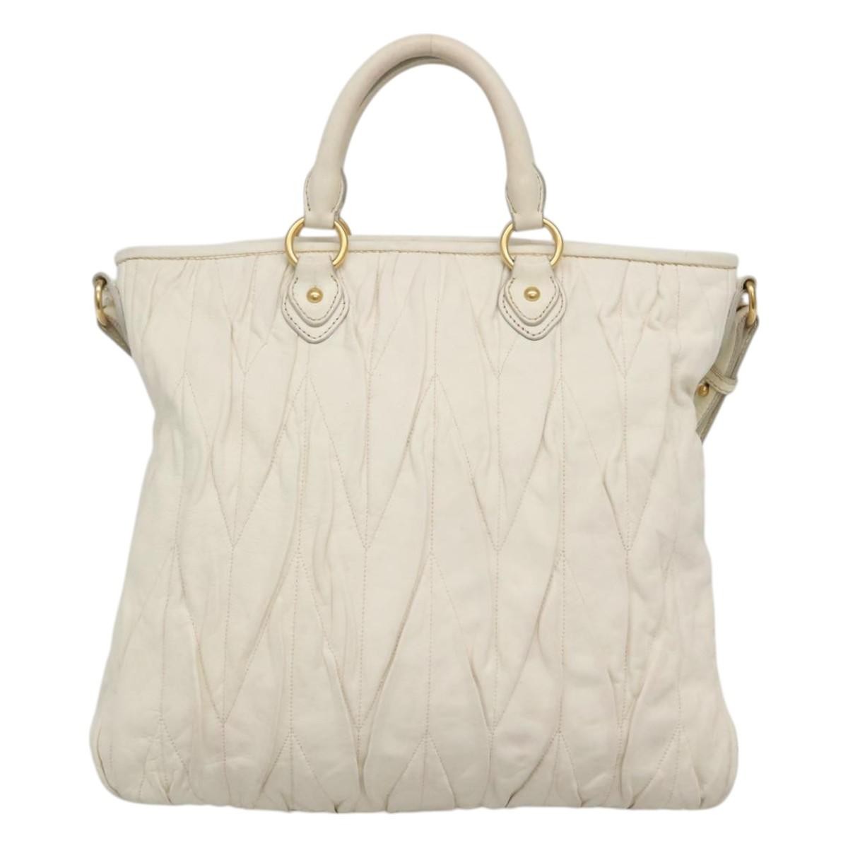 Miu Miu Vintage Tote bag Leather, WHITE, LEATHER, Tote bag