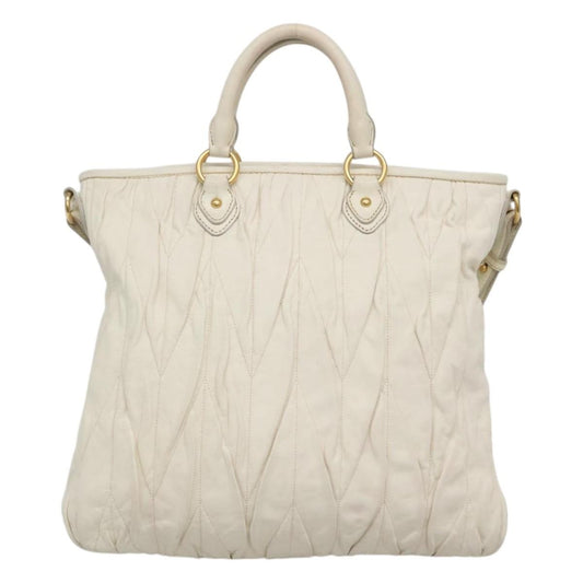 Miu Miu Vintage Tote bag Leather, WHITE, LEATHER, Tote bag