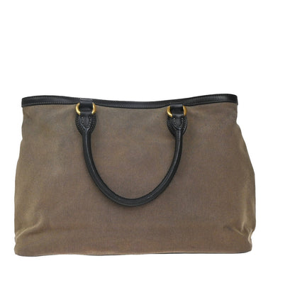 Prada Logo Convertible Tote Canvas with Leather, BROWN, CANVAS, Tote bag