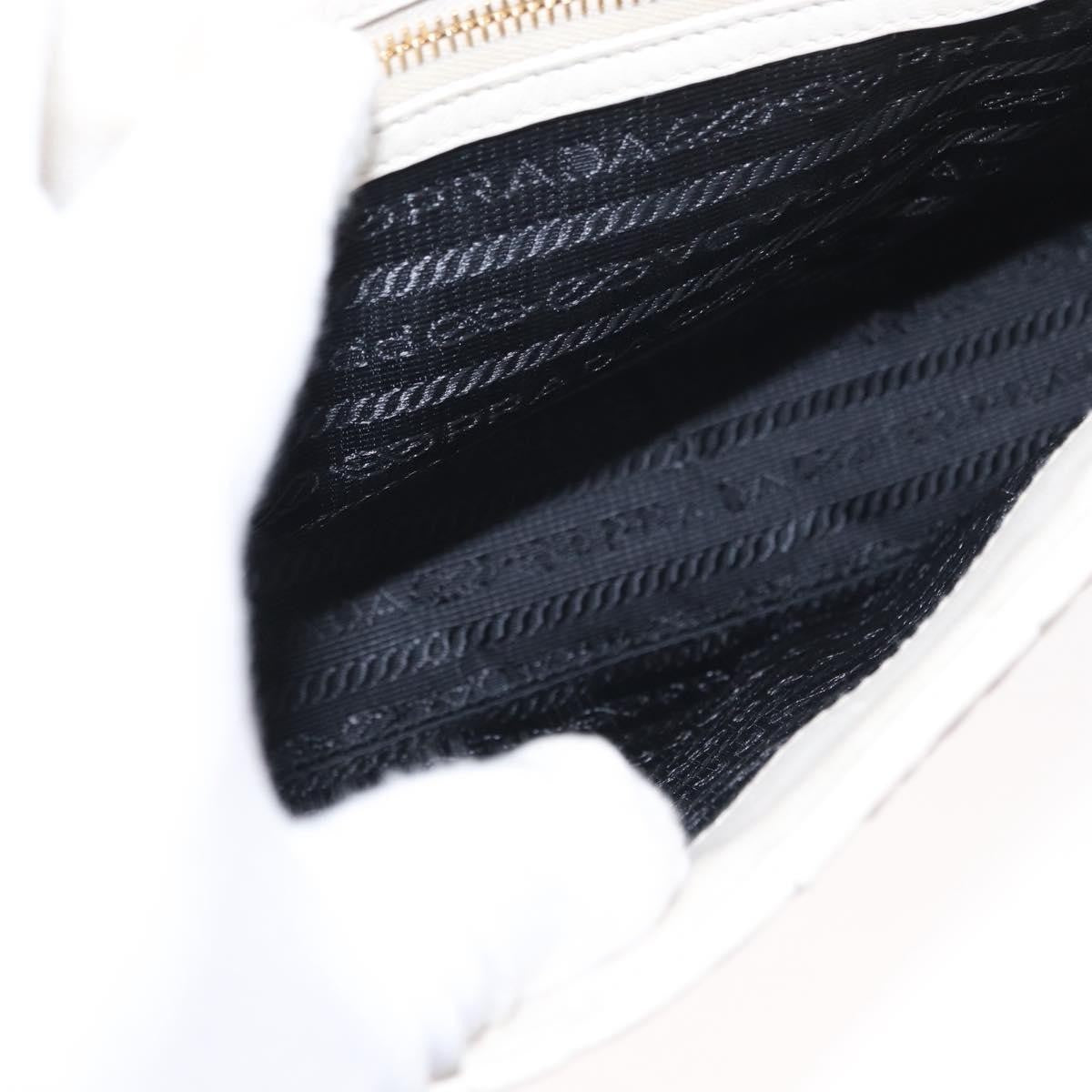 Prada Chain Flap Shoulder Bag Nappa Gaufre, WHITE, LEATHER, Shoulder bag