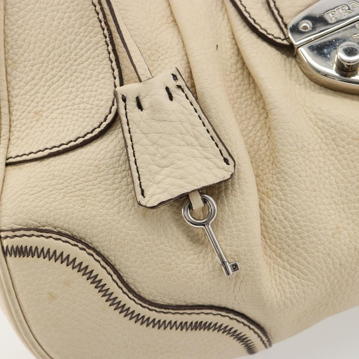 Prada Vintage Handbag Leather, White, Leather, Handbag