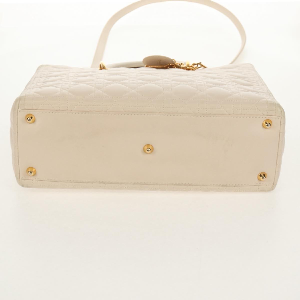 Christian Dior Vintage Lady Dior Bag Cannage, WHITE, LEATHER, Handbag