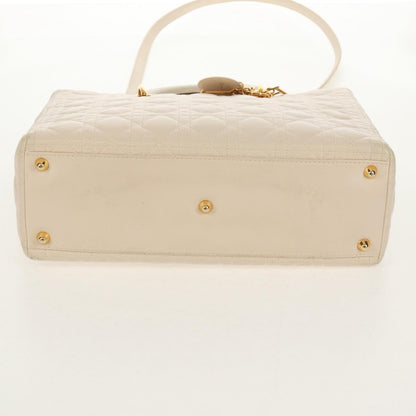 Christian Dior Vintage Lady Dior Bag Cannage, WHITE, LEATHER, Handbag