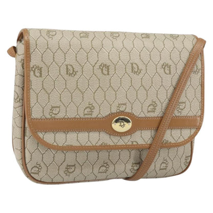 Christian Dior Vintage Honeycomb Shoulder Bag Canvas, Beige, PVC + Canvas, Shoulder Bag