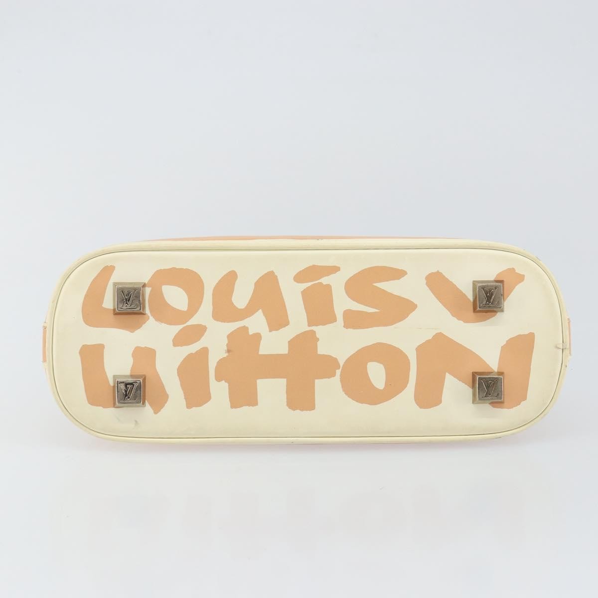 Louis Vuitton Alma Handbag Limited Edition Graffiti Leather, WHITE, CANVAS, Handbag