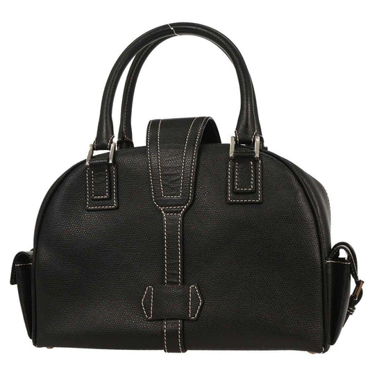 Loewe Senda Bowling Leather, BLACK, LEATHER, Handbag