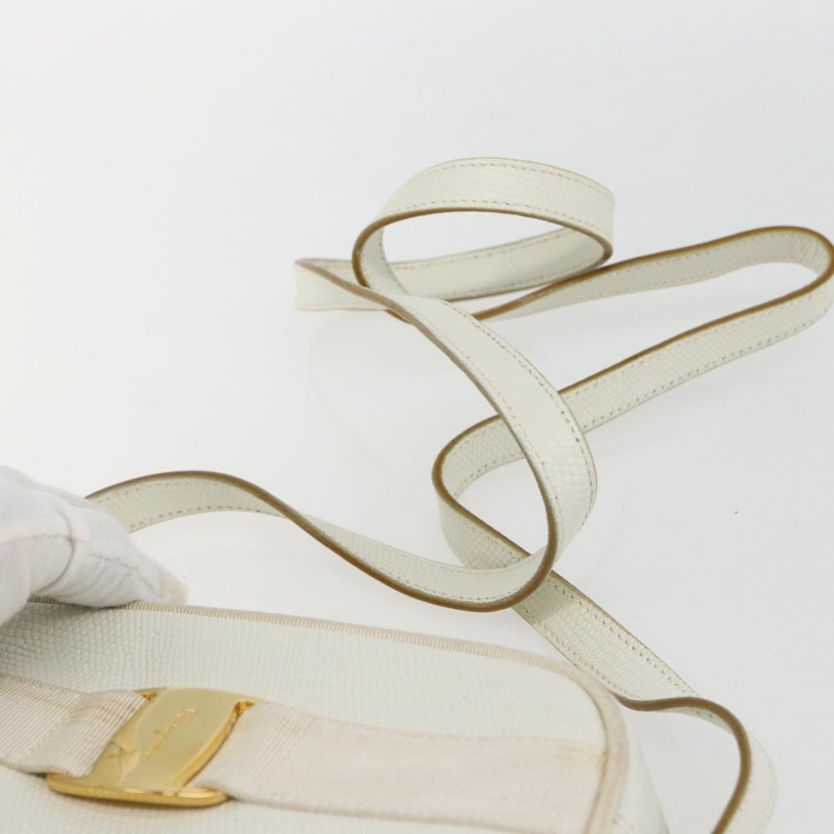 Salvatore Ferragamo Vala Shoulder Bag Leather, WHITE, LEATHER, Shoulder bag