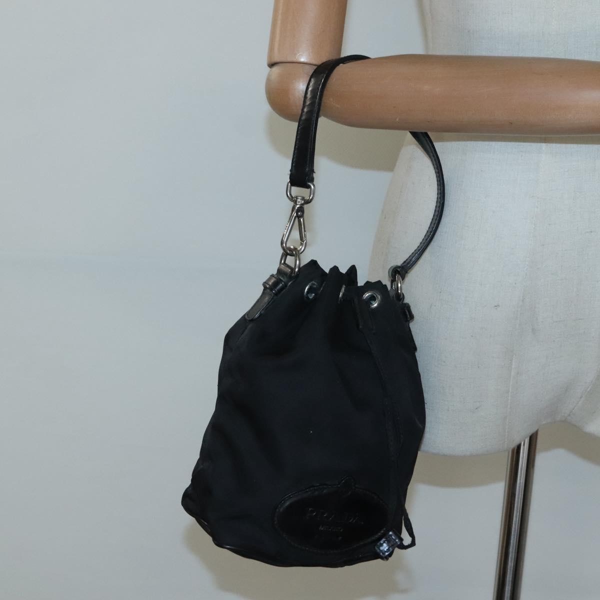 Prada Drawstring Pouch Tessuto, BLACK, NYLON, Clutche & pouche