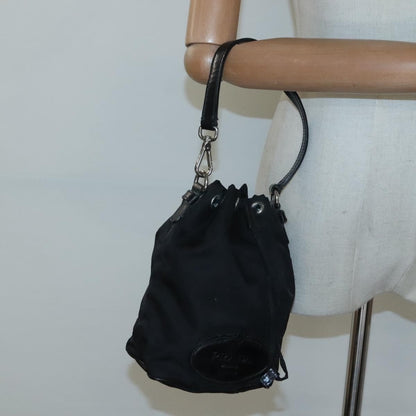 Prada Drawstring Pouch Tessuto, BLACK, NYLON, Clutche & pouche