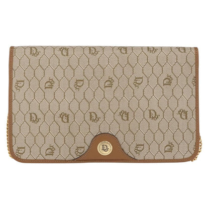 Christian Dior Vintage Honeycomb chain Canvas, BEIGE, CANVAS, Shoulder bag