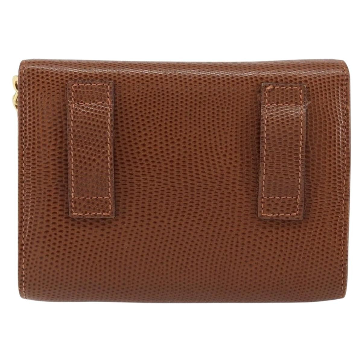 Salvatore Ferragamo Vala Shoulder Bag Embossed Leather, BROWN, LEATHER, Shoulder bag